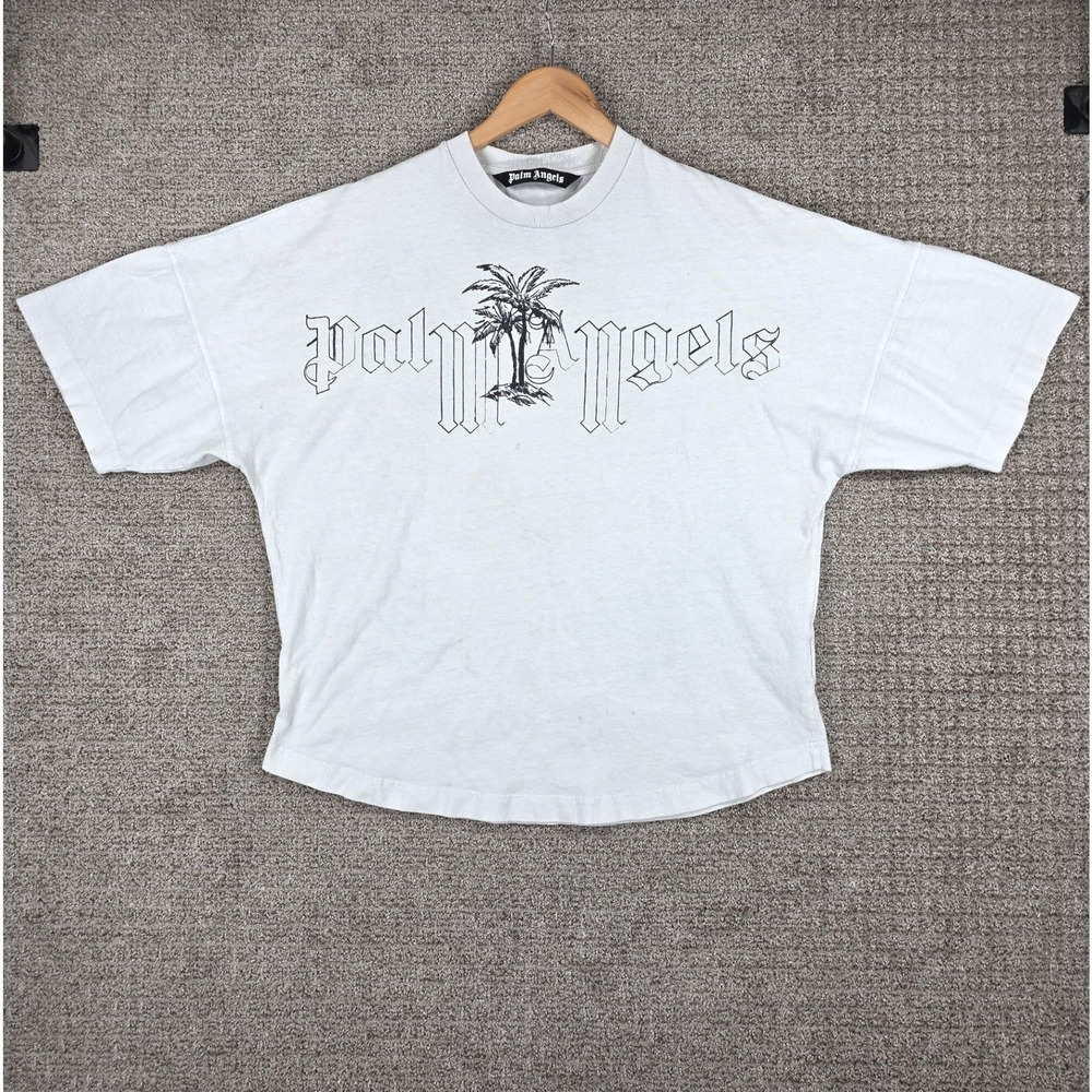 Palm Angels Men XXL Oversized White Palm Tree Graphic Logo T-Shirt Illustration